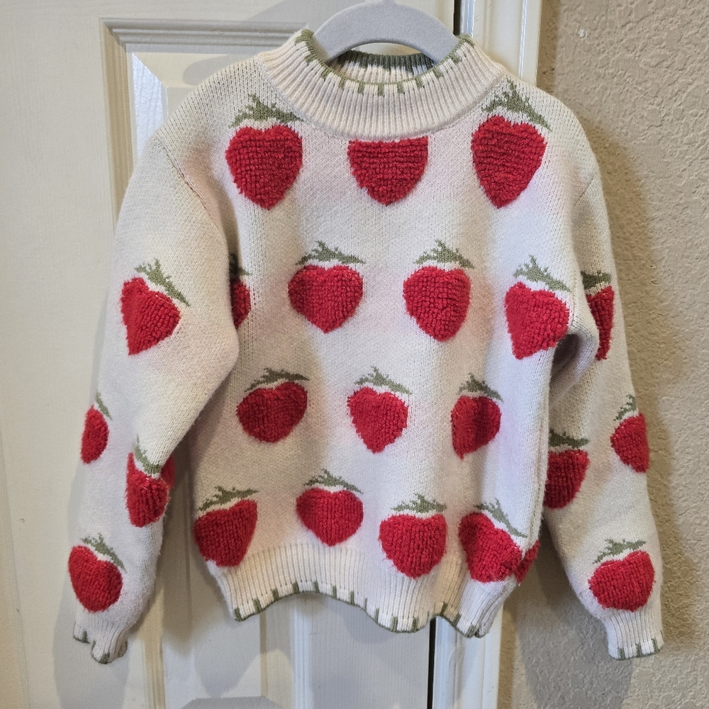 Lola and the boys girls size 3/4 strawberries sweater